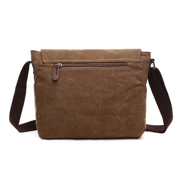 Canvas crossbody messenger bag with front zipper - Picture 2 of 8